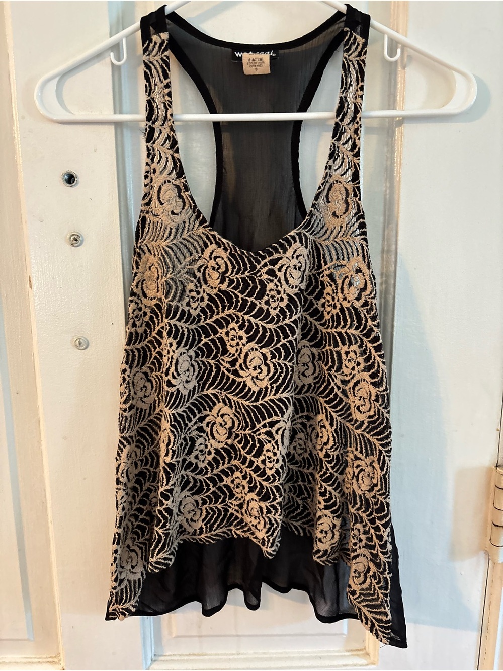 Wet Seal Black Floral Lace Sheer Y2K Going Out Club Tank S